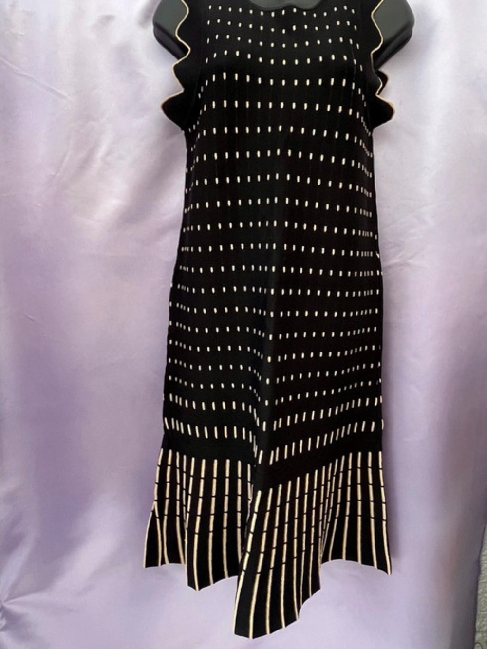 Catherine Malandrino Black Dress with Cream Knit Accents